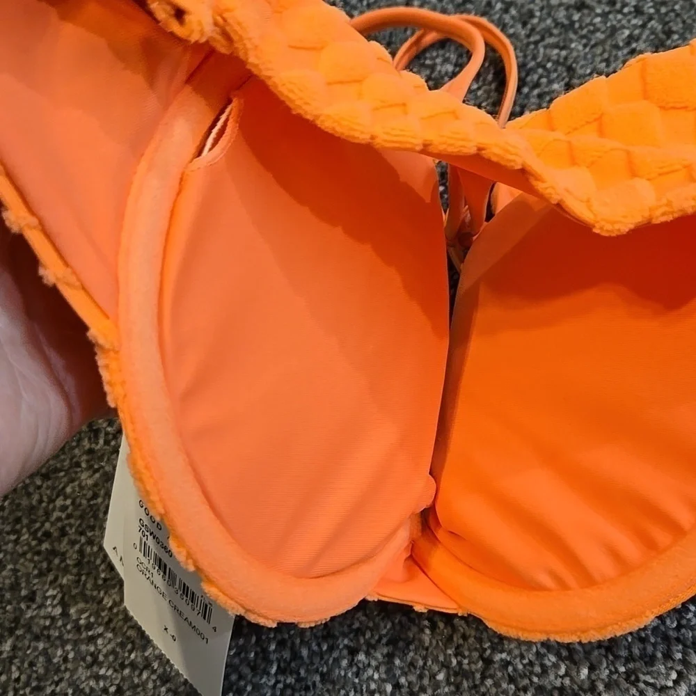 NWT Good American Women Orange Cream Bra Swim Bikini sz 0/XS
